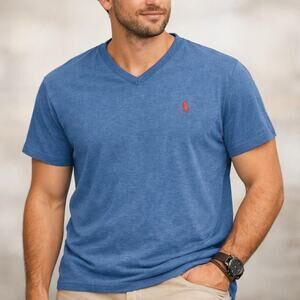 Polo Ralph Lauren Heather Blue V-Neck T-Shirt Men’s Medium